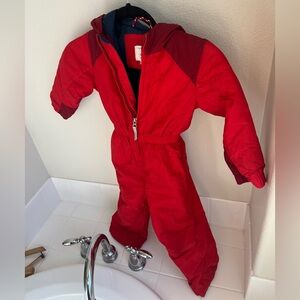 Kids Grow-Along Lands End Red and Navy Snowsuit (3T)